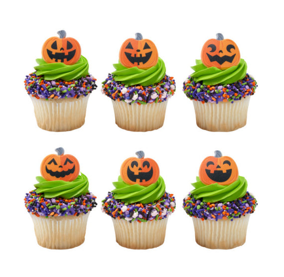 Halloween Cupcake Topper Rings: Jack O'Lantern | www.sprinklebeesweet.com