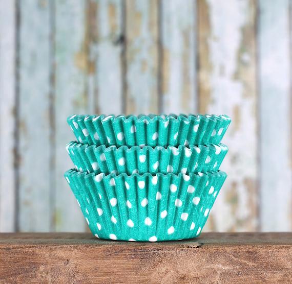 Bulk Jade Green Cupcake Liners: Polka Dot | www.sprinklebeesweet.com