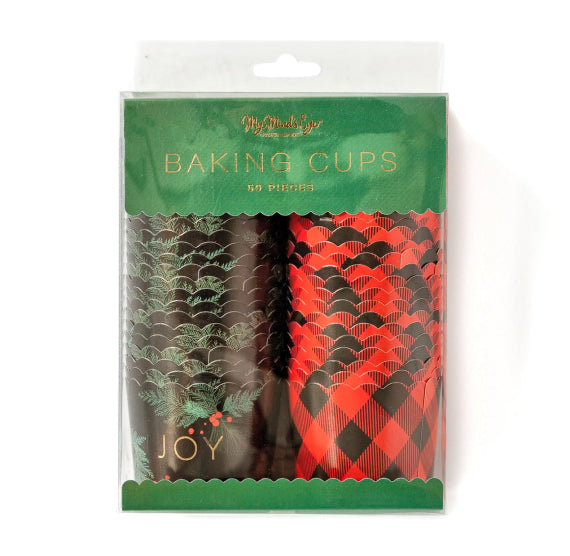 Christmas Baking Cups: Buffalo Check + JOY | www.sprinklebeesweet.com