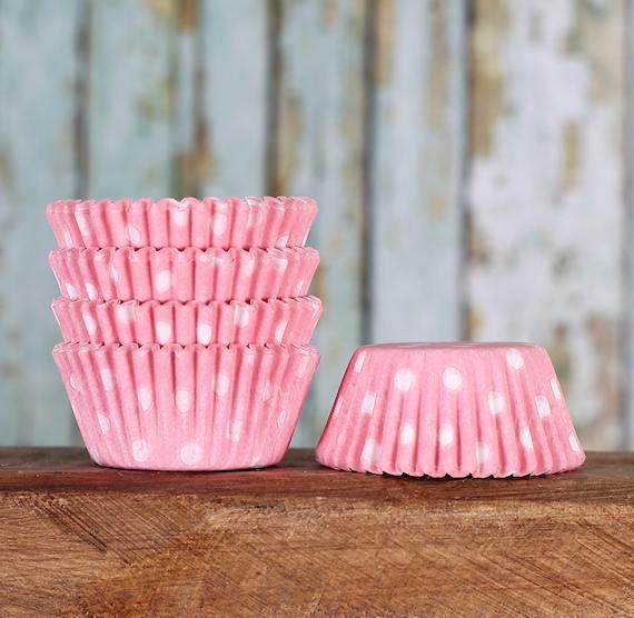 Bulk Mini Light Pink Cupcake Liners: Polka Dot | www.sprinklebeesweet.com