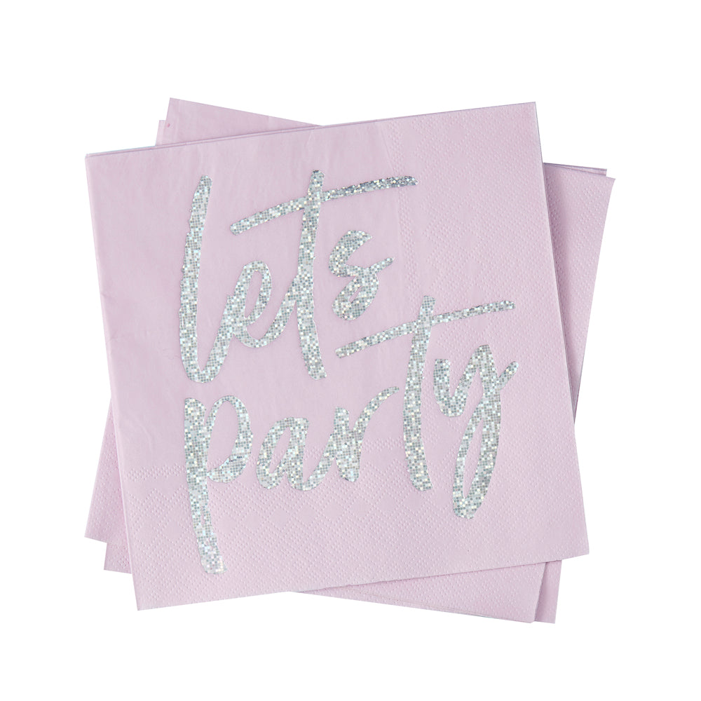 Light Pink Iridescent Napkins: Lets Party | www.sprinklebeesweet.com