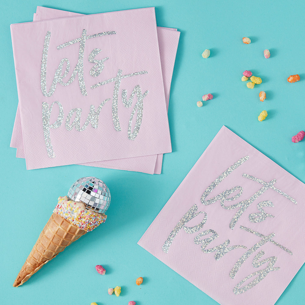 Light Pink Iridescent Napkins: Lets Party | www.sprinklebeesweet.com