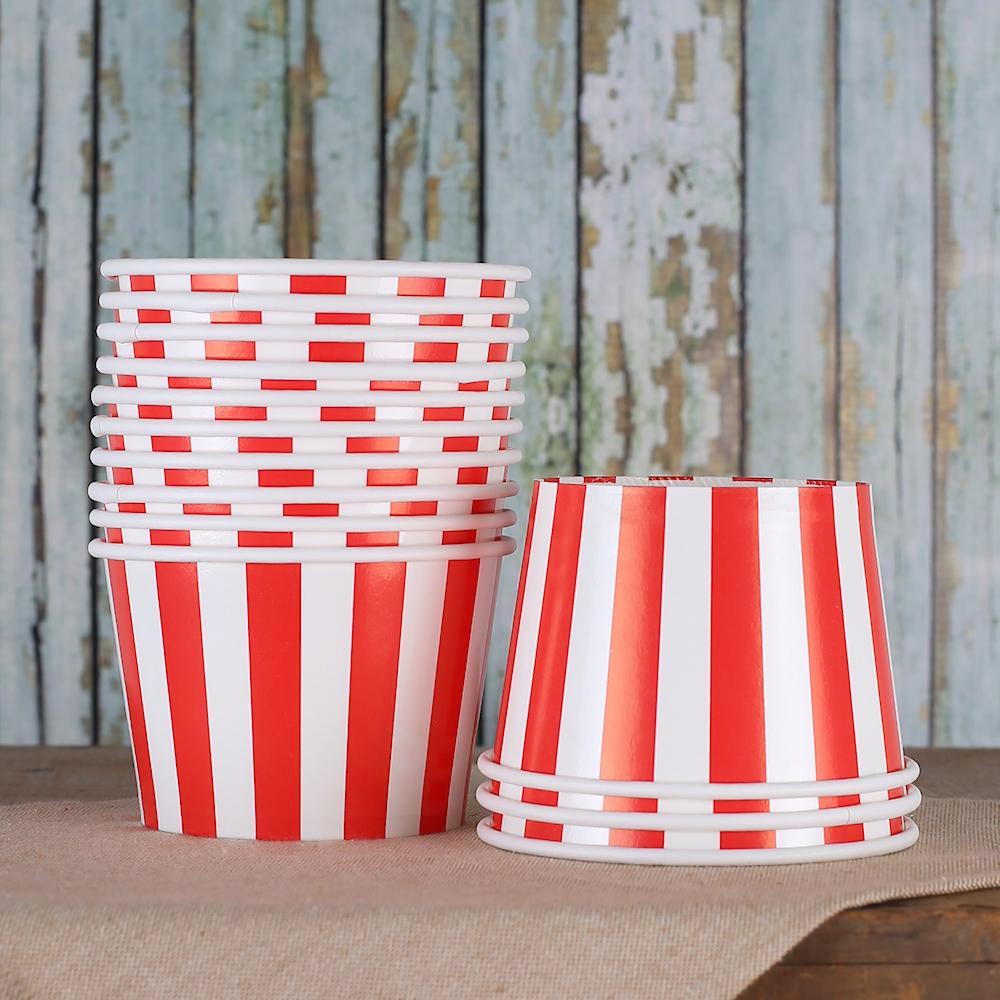 Large Red Ice Cream Cups: Stripe | www.sprinklebeesweet.com