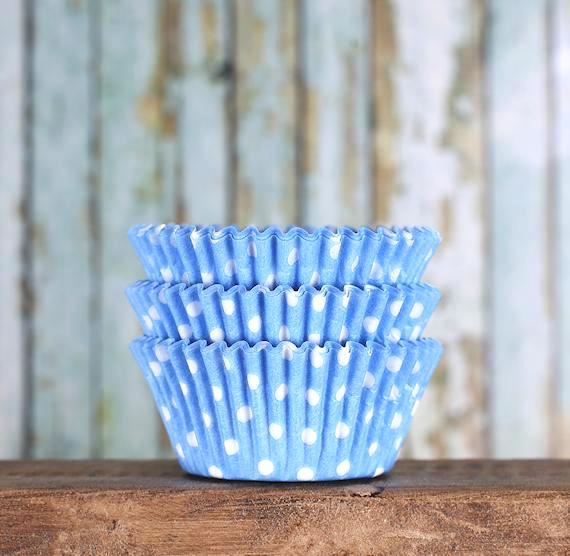 Bulk Light Blue Cupcake Liners: Polka Dot | www.sprinklebeesweet.com