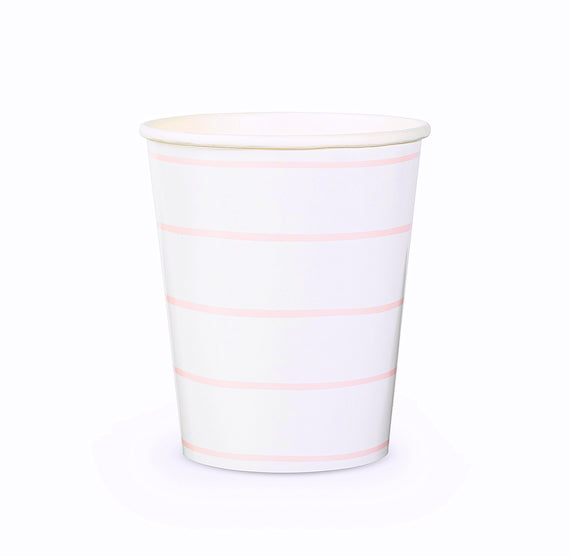 Striped Light Pink Paper Cups | www.sprinklebeesweet.com