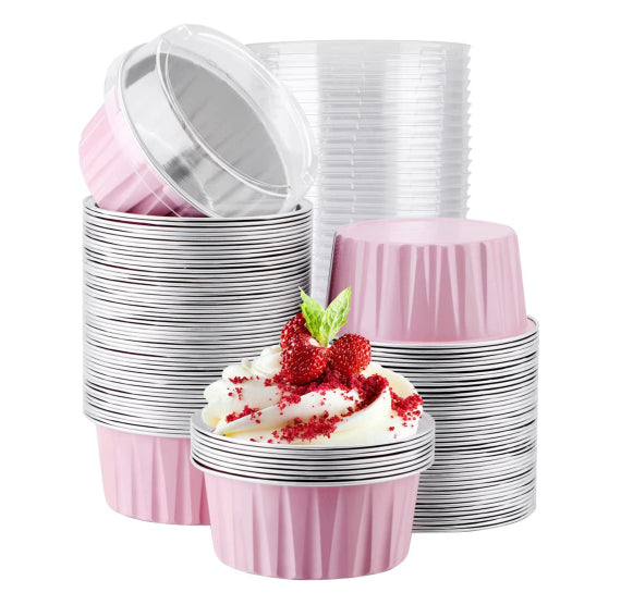 Foil Cupcake Cups with Lids: Light Pink | www.sprinklebeesweet.com