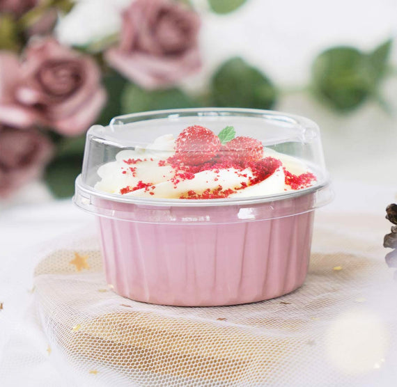 Foil Cupcake Cups with Lids: Light Pink | www.sprinklebeesweet.com
