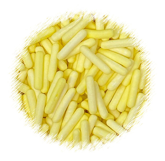 Edible Rod Sprinkles: Matte Yellow | www.sprinklebeesweet.com