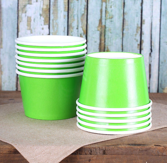 Large Lime Green Ice Cream Cups: 8oz | www.sprinklebeesweet.com