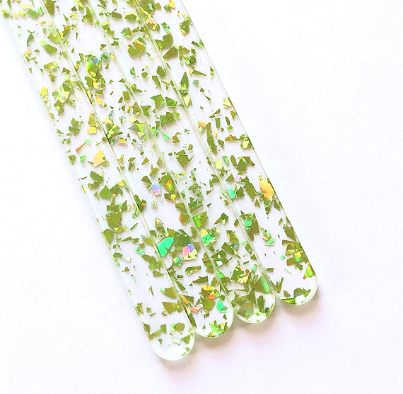 Acrylic Popsicle Sticks: Flake Glitter Lime | www.sprinklebeesweet.com