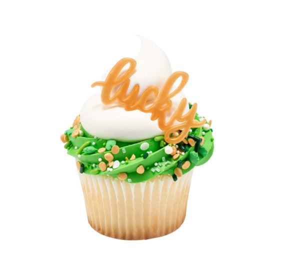 St Patrick's Day Cupcake Picks: Shamrocks + Lucky | www.sprinklebeesweet.com