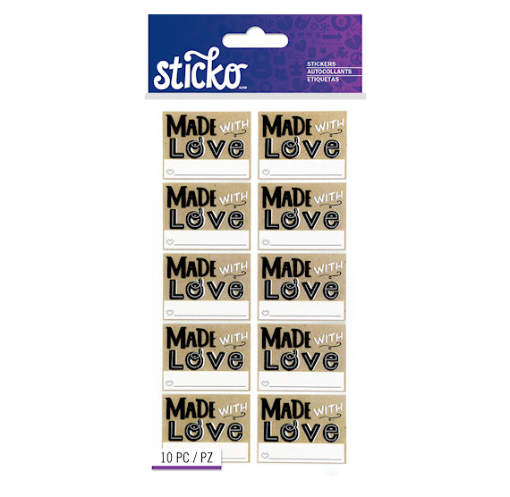Made with Love Stickers: Kraft | www.sprinklebeesweet.com