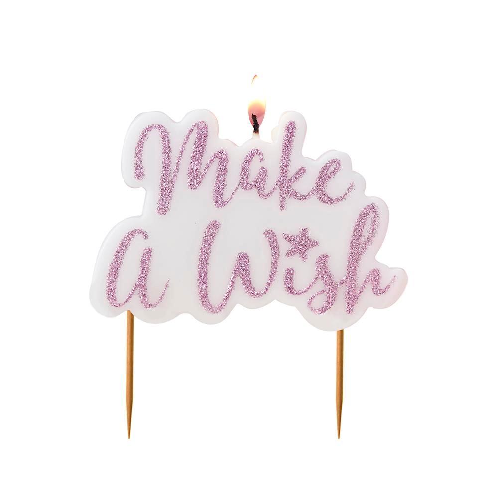 Make A Wish Pink Glitter Candle | www.sprinklebeesweet.com