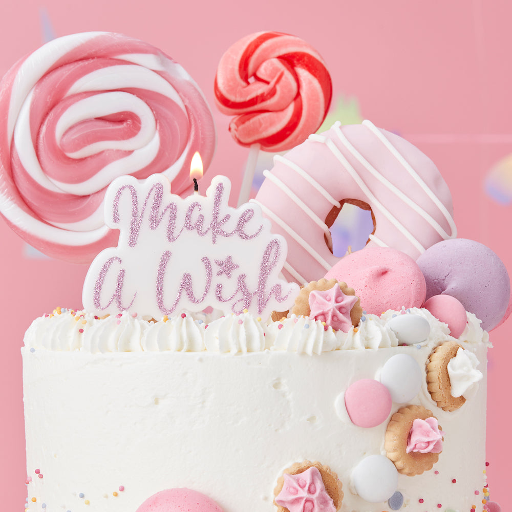 Make A Wish Pink Glitter Candle | www.sprinklebeesweet.com