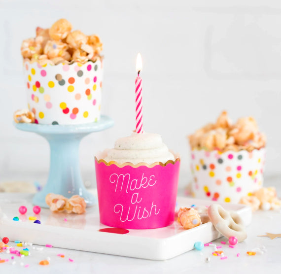 Birthday Baking Cups: Make a Wish + Dots | www.sprinklebeesweet.com