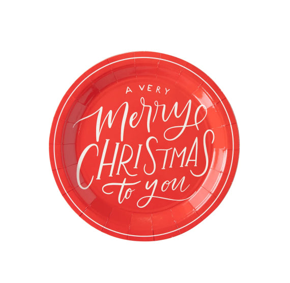 Red Merry Christmas Plates: 9" | www.sprinklebeesweet.com