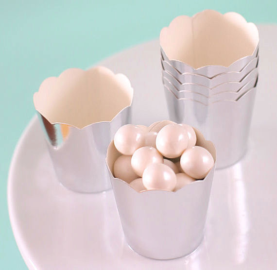 Mini Metallic Silver Baking Cups | www.sprinklebeesweet.com