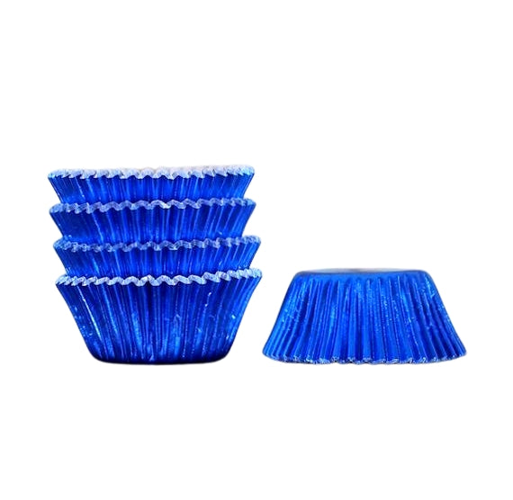 Bulk Mini Cupcake Liners: Blue Foil | www.sprinklebeesweet.com