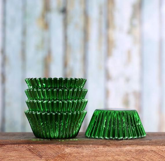 Bulk Mini Cupcake Liners: Green Foil | www.sprinklebeesweet.com