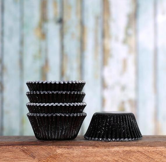 Bulk Mini Cupcake Liners: Black Foil | www.sprinklebeesweet.com
