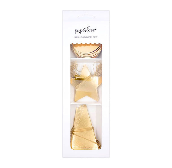 Mini Party Banners: Gold | www.sprinklebeesweet.com