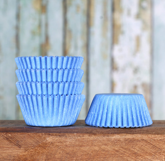 Bulk Mini Light Blue Cupcake Liners: Solid | www.sprinklebeesweet.com