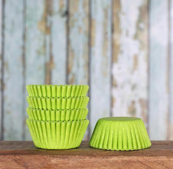 Bulk Mini Lime Green Cupcake Liners: Solid | www.sprinklebeesweet.com