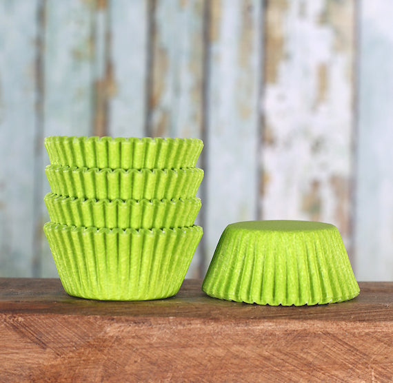 Bulk Mini Lime Green Cupcake Liners: Solid | www.sprinklebeesweet.com