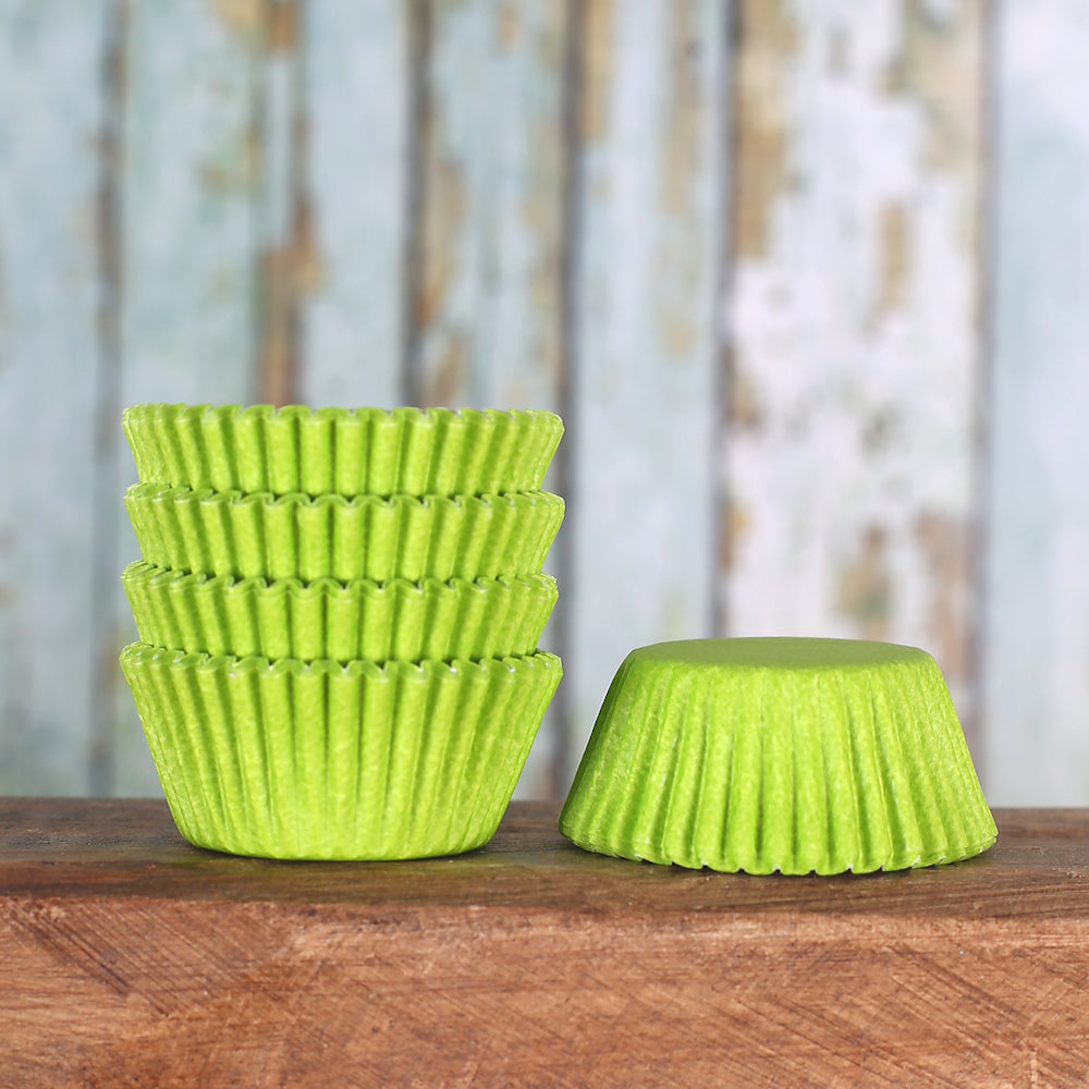 Bulk Mini Lime Green Cupcake Liners: Solid | www.sprinklebeesweet.com