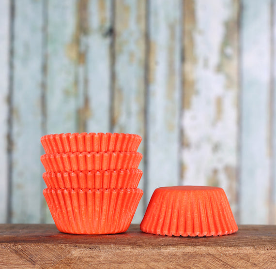Bulk Mini Orange Cupcake Liners: Solid | www.sprinklebeesweet.com