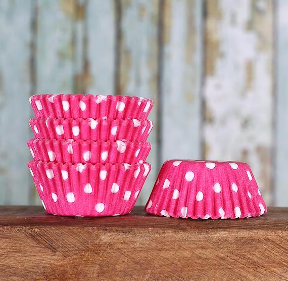 Bulk Mini Pink Cupcake Liners: Polka Dot | www.sprinklebeesweet.com