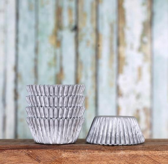 Bulk Mini Matte Silver Cupcake Liners: Solid | www.sprinklebeesweet.com