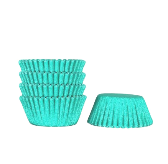 Bulk Mini Aqua Cupcake Liners: Solid | www.sprinklebeesweet.com