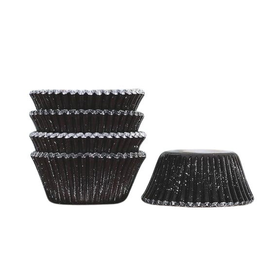 Bulk Mini Cupcake Liners: Black Foil | www.sprinklebeesweet.com