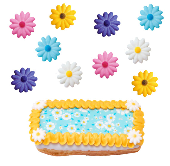 Mini Daisies Sugar Toppers | www.sprinklebeesweet.com