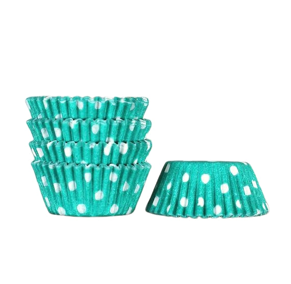 Bulk Mini Jade Green Cupcake Liners: Polka Dot | www.sprinklebeesweet.com