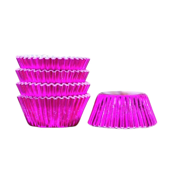 Bulk Mini Cupcake Liners: Pink Foil | www.sprinklebeesweet.com