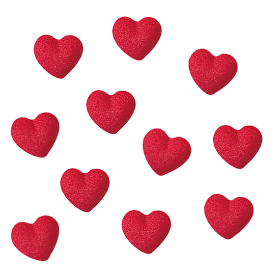 Mini Red Heart Sugar Toppers | www.sprinklebeesweet.com