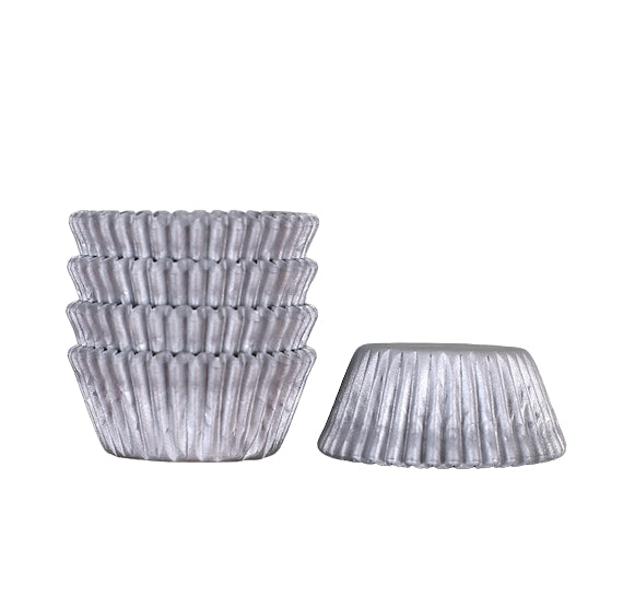 Bulk Mini Matte Silver Cupcake Liners: Solid | www.sprinklebeesweet.com