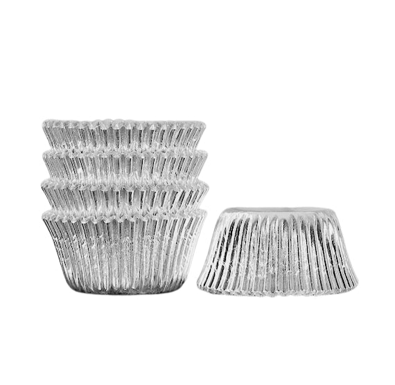 Bulk Mini Cupcake Liners: Silver Foil | www.sprinklebeesweet.com