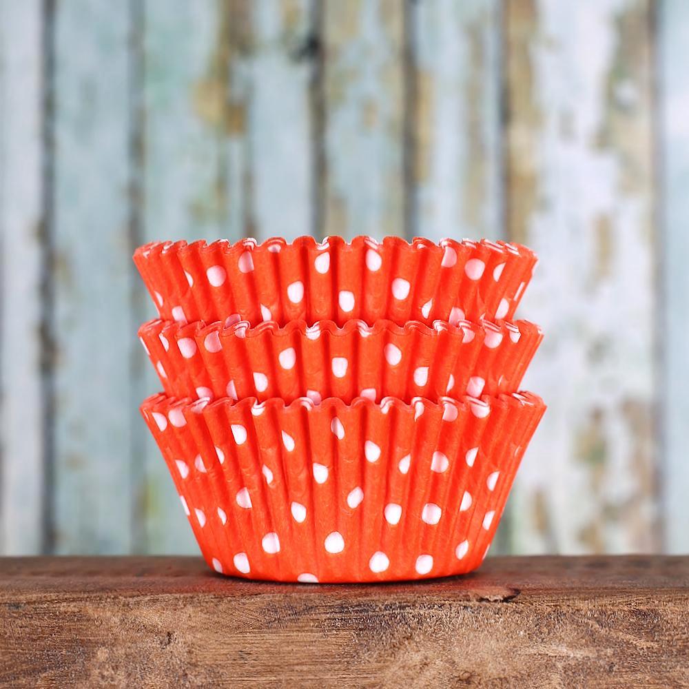 Bulk Orange Cupcake Liners: Polka Dot | www.sprinklebeesweet.com