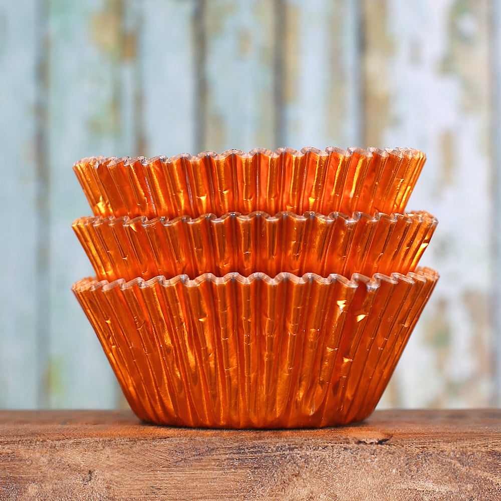 Bulk Cupcake Liners: Orange Foil | www.sprinklebeesweet.com