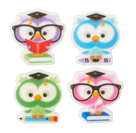 Graduation Owl Sugar Toppers | www.sprinklebeesweet.com