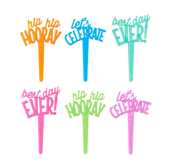 Celebration Cupcake Picks: Happy Everything Sayings | www.sprinklebeesweet.com