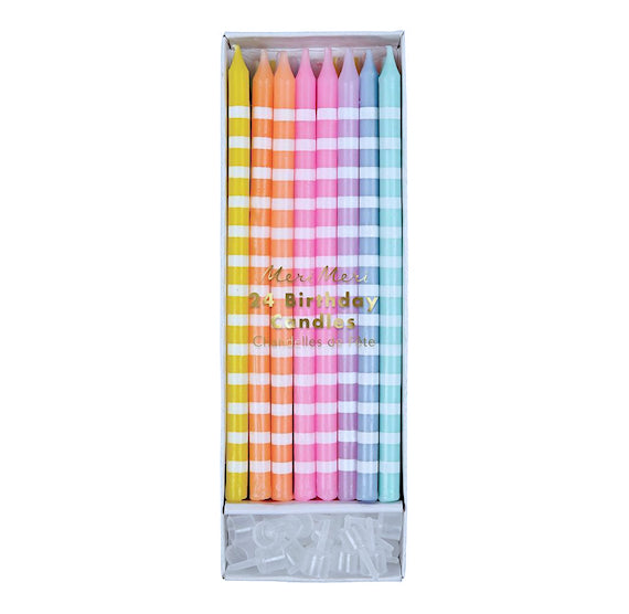 Tall Pastel Rainbow Birthday Candles: Stripe | www.sprinklebeesweet.com