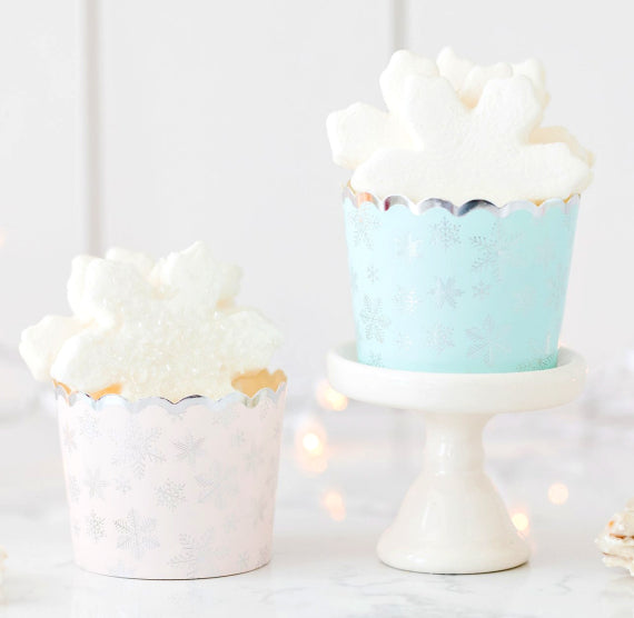 Christmas Baking Cups: Pastel Snowflake | www.sprinklebeesweet.com