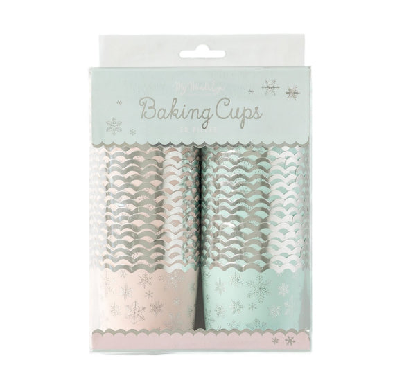 Christmas Baking Cups: Pastel Snowflake | www.sprinklebeesweet.com