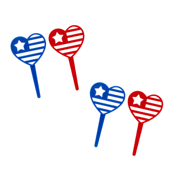 Patriotic Cupcake Picks: Heart | www.sprinklebeesweet.com