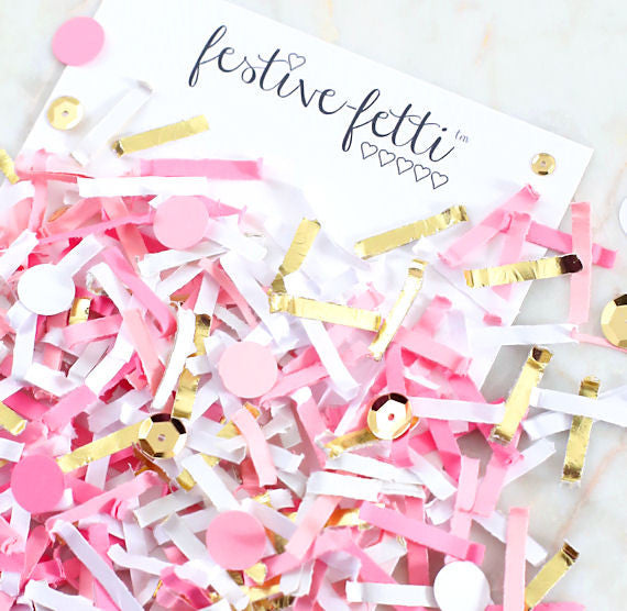 Festive Fetti Pink & Gold Confetti | www.sprinklebeesweet.com