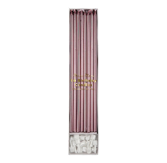 Metallic Pink Party Candles: Long | www.sprinklebeesweet.com